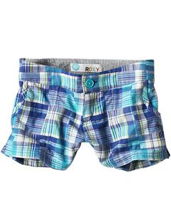 blue patchwork roxy shorts at pacSun
