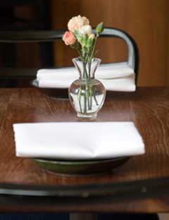 table set for two with flowers