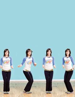 girl showing four steps of an exercise