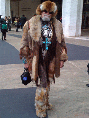 Man with fur boots