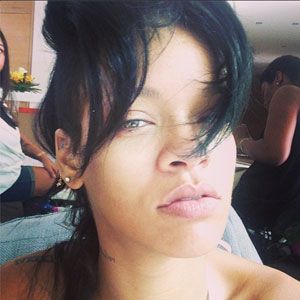Rihanna Bare-Face Selfie