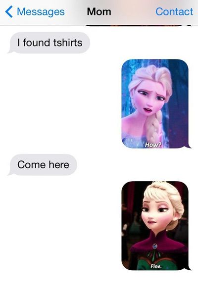 Frozen Text Message Screenshots