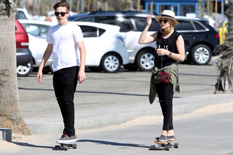 Chloe Grace Moretz and Brooklyn Beckham Skate Boarding