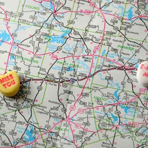 candy hearts on map