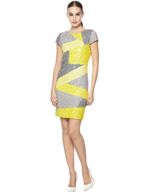 Yellow Prom Dresses Orange Taryn Color Block Cap Sleeve