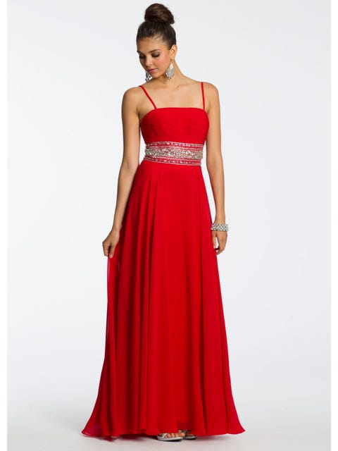 bright red gown