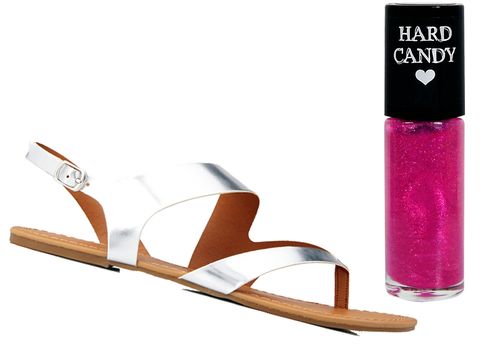 Metallic Sandals & Hot Pink Polish