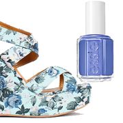 Blue Floral Wedges & Periwinkle Polish