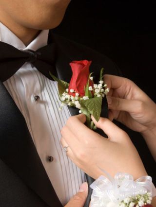 Finger, Dress shirt, Collar, Petal, Outerwear, Formal wear, Cut flowers, Bouquet, Bow tie, Flowering plant, 