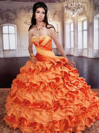 light orange quinceanera dresses