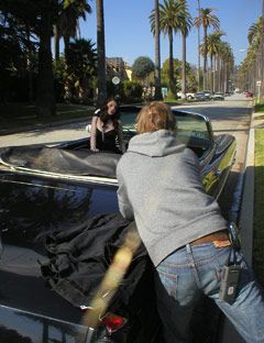 michelle trachtenberg doing a photo shoot in a car