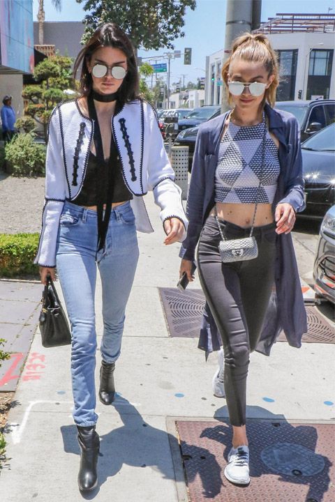 Gigi Hadid & Kendall Jenner Match in Rock Band Crop Tops!: Photo