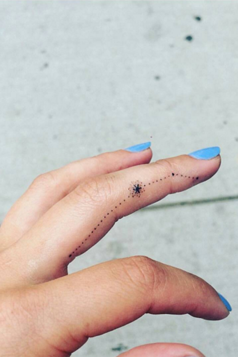 Bobbi on Instagram: “Lazy Libra #libratattoo #libra #tattoo #stickandpoke  #diy #fingertattoo #blackink #starsign … | Libra tattoo, Tiny finger tattoos,  Tiny tattoos