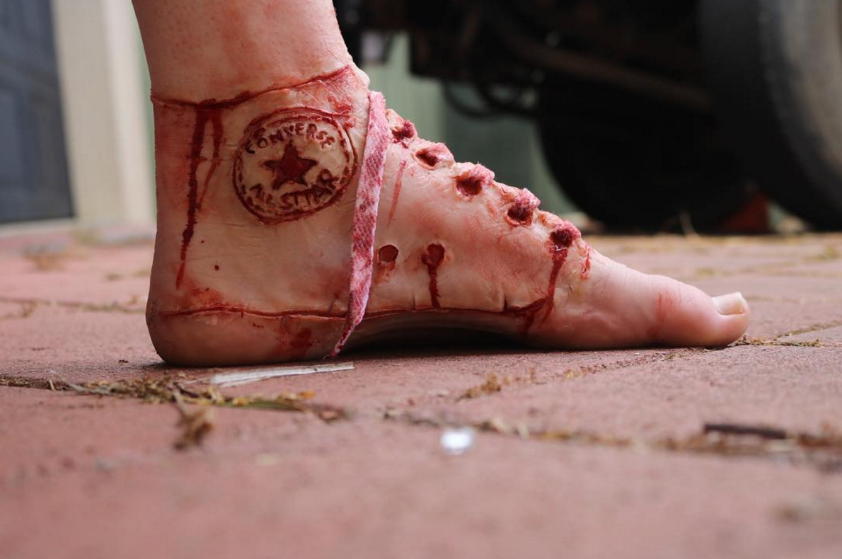 Gory Halloween Makeup - Bloody Converse Shoe Design