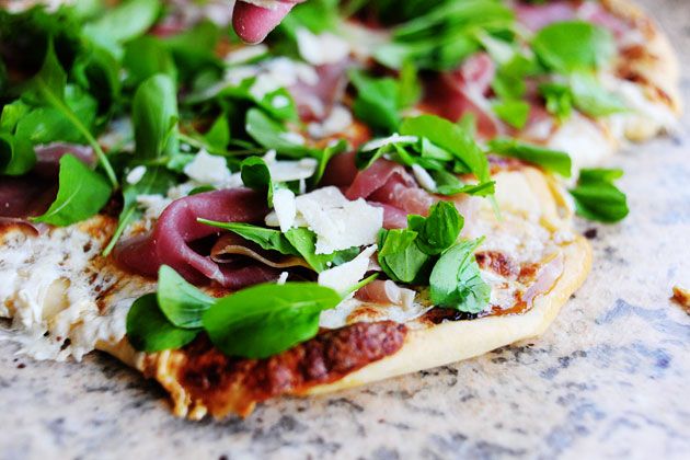 Best Pour-in-the-Pan Pizza with Parmesan Cream, Fontina and Arugula Recipe  - How To Make Pour-in-the-Pan Pizza with Parmesan Cream, Fontina and Arugula