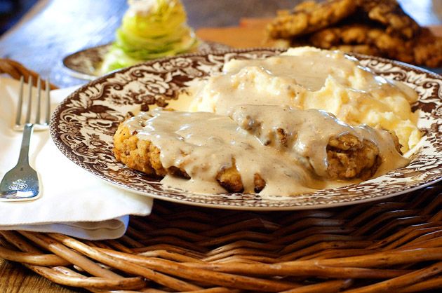 chicken fried steak with mashed potatoes