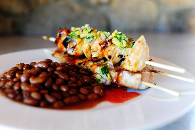 Maple Glazed Chicken Kabobs with Sweet Jalapeno Salsa