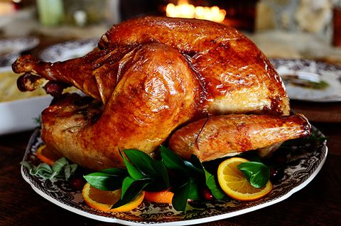 roasted turkey on platter