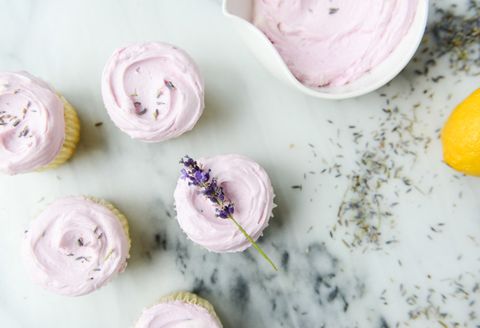 Lemon Cupcakes with Lavender Frosting