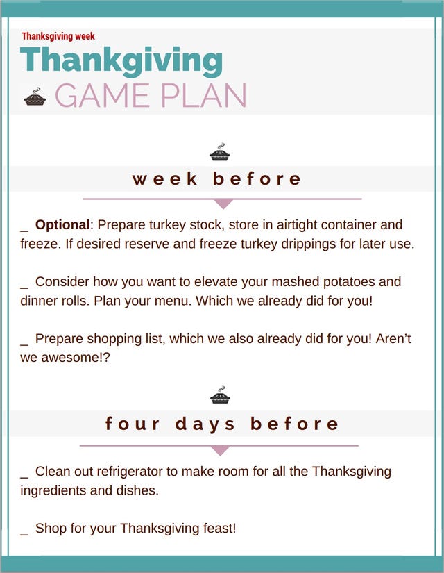 Thanksgiving Game Plan!