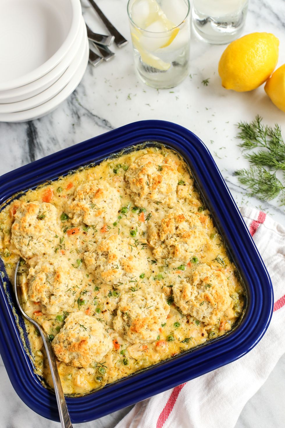 Turkey and Biscuits Casserole with Lemon and Dill