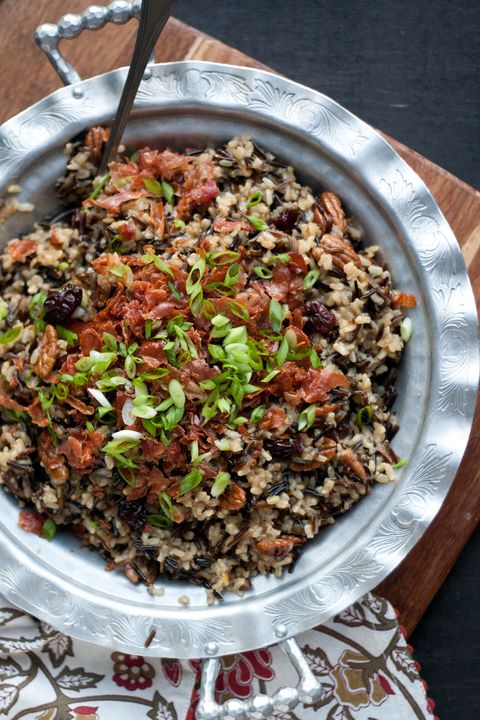 Gluten-Free Wild Rice Stuffing with Prosciutto, Cherries, and Spiced Pecans