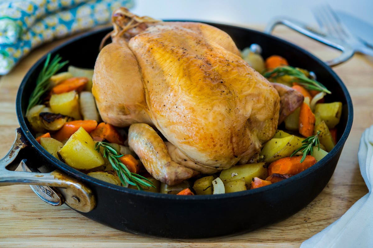 Cast Iron Skillet Whole Roasted Chicken - Eats by April