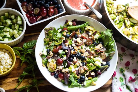 Brussels Sprout and Kale Salad with Strawberry-Basil Vinaigrette