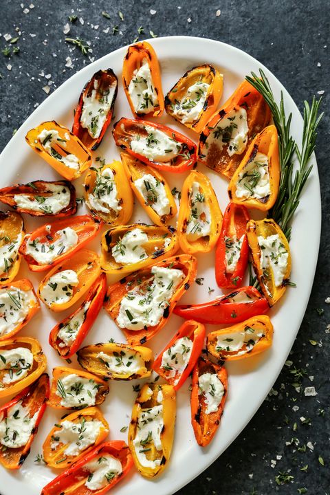 Grilled Mini Sweet Peppers with Goat Cheese