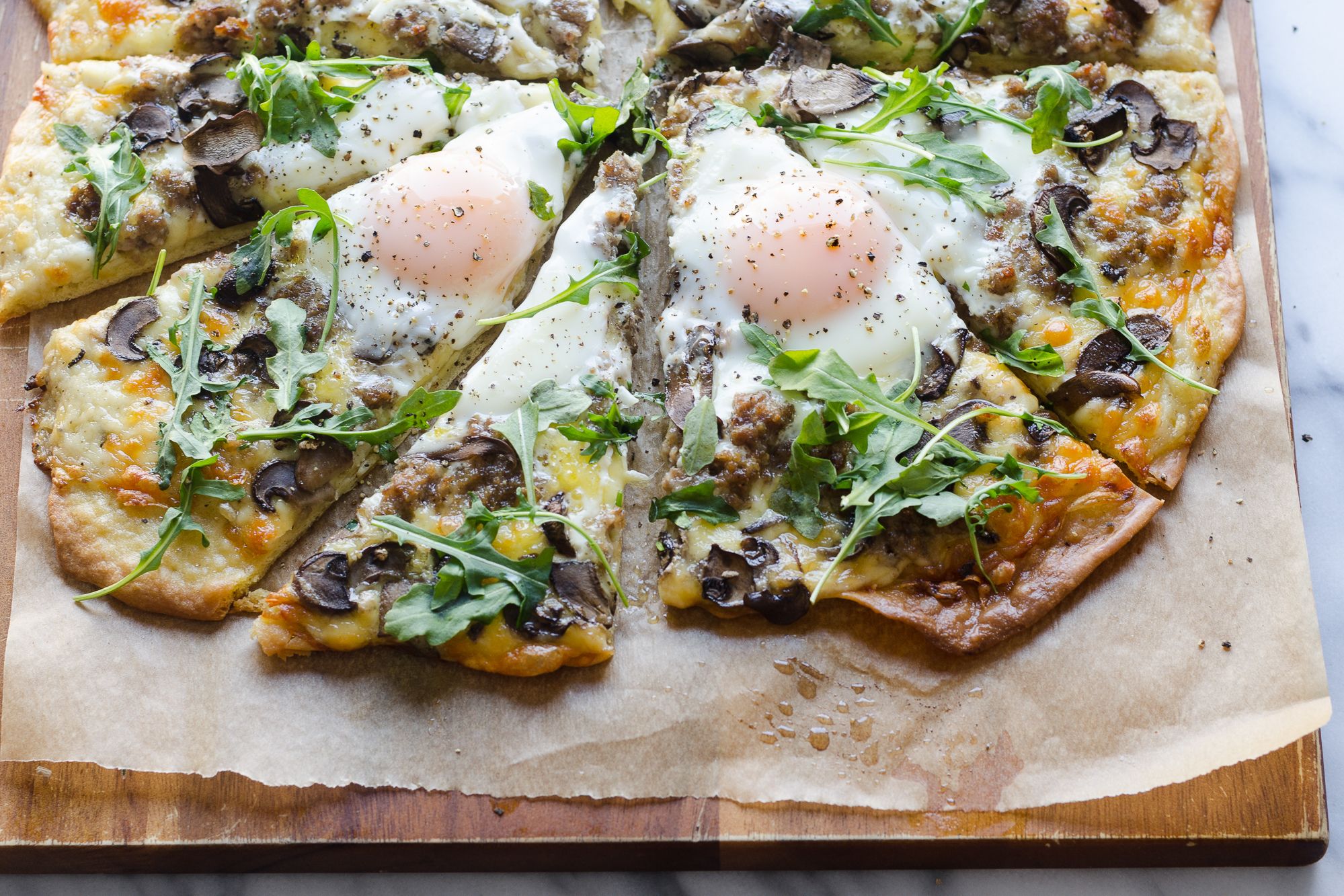 Sunny-Side-Up Eggs Pizza - Healthy Brunch Pizza Recipe