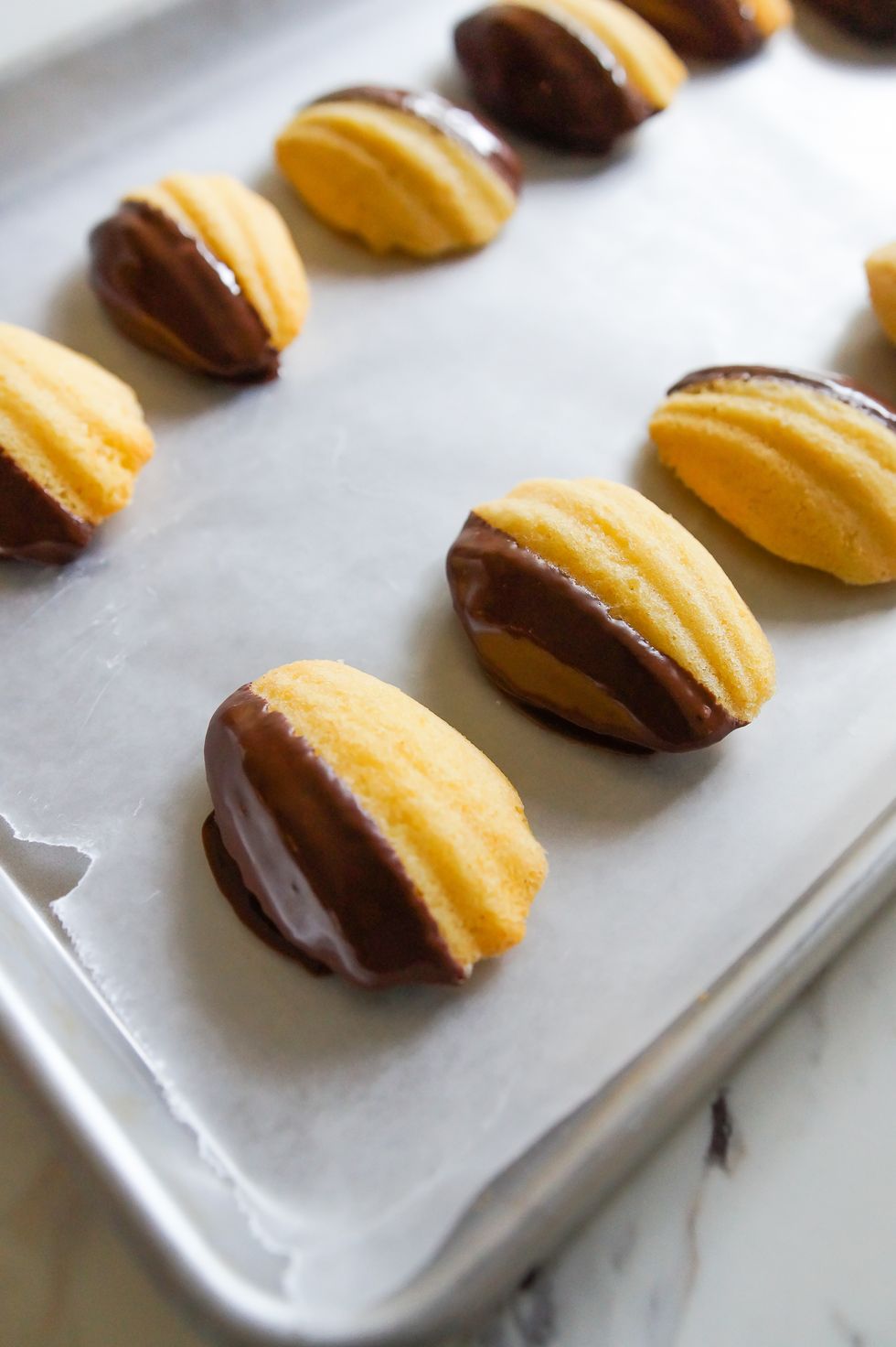 How to Make Madeleines dipped tray