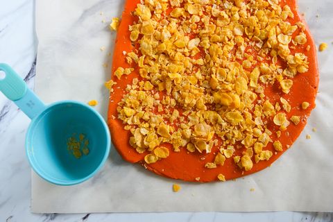 Homemade Candy Corn Butterfingers add cornflakes
