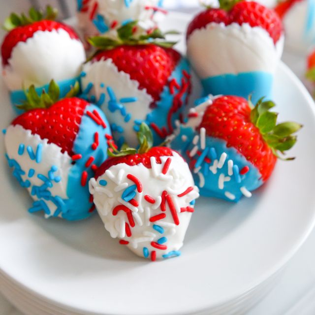 Red, White and Blue Strawberries plate 1
