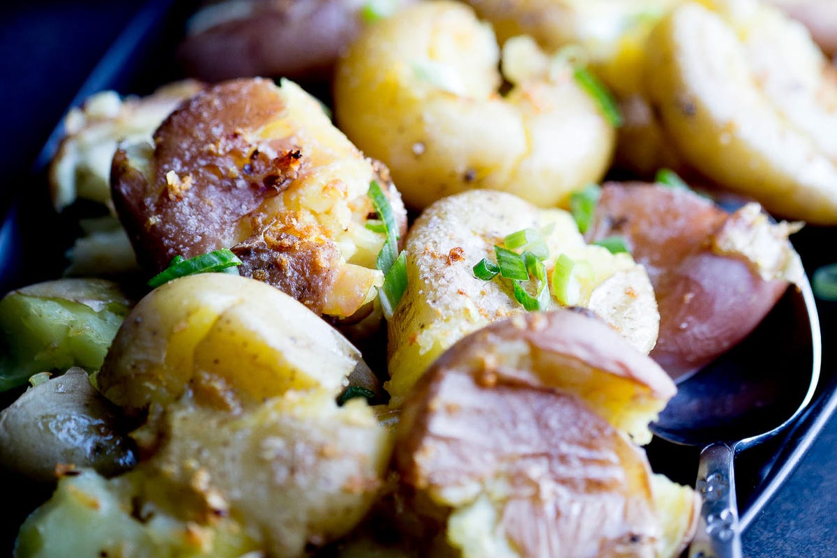 Instant Pot Duo Crisp Pesto Smashed Potatoes