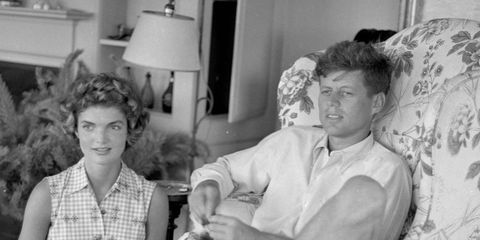 John F. Kennedy and Jacqueline being interviewed by LIFE Magazine.
