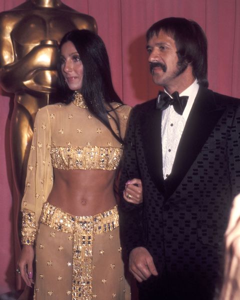 LOS ANGELES - MARCH 27:   Singer Cher and singer Sonny Bono attend the 45th Annual Academy Awards on March 27, 1973 at Dorothy Chandler Pavilion, Los Angeles Music Center in Los Angeles, California. (Photo by Ron Galella/WireImage)
