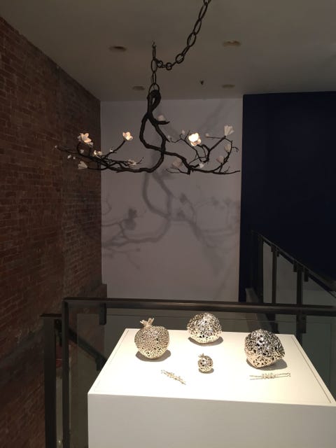 One of Wiseman's chandeliers, and a new project: scent spheres. One of Wiseman's chandeliers, and a new project: scent spheres.