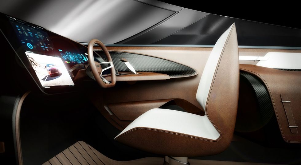 Automotive design, Beige, Tan, Concept car, Vehicle door, Luxury vehicle, Silver, Gloss, Ring, Personal luxury car, 