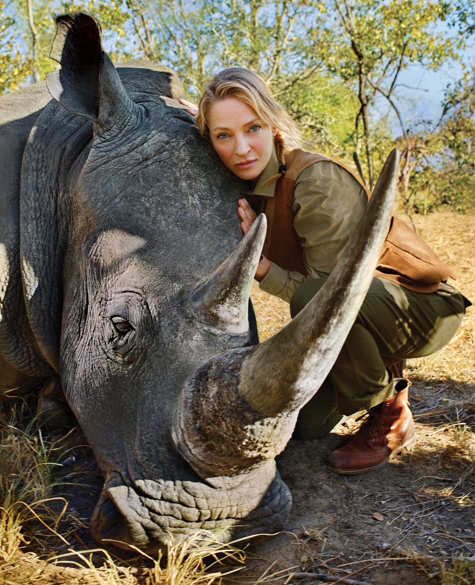 Uma Thurman Rhinoceros Poaching Interview 2015