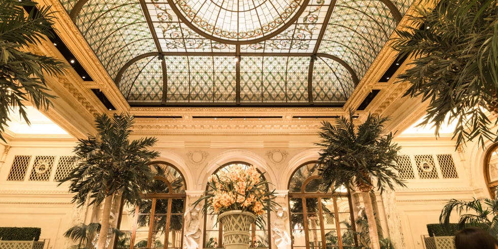 Atrium lobby with stunning stained leaded glass domed skylight