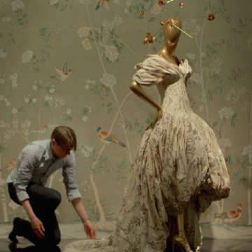 Human, Wall, Art, Costume design, Wallpaper, Visual arts, Fashion design, Gown, Haute couture, Painting, 