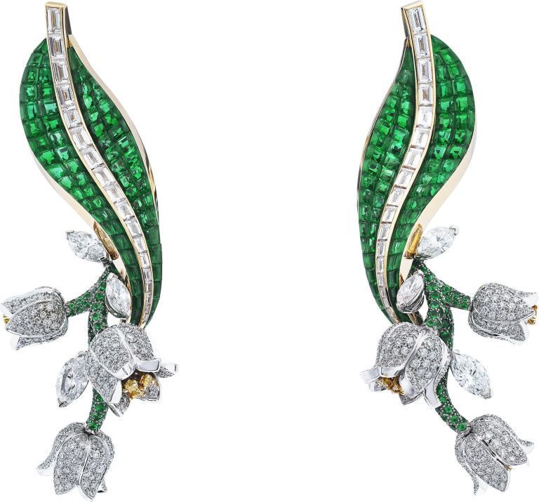 Van Cleef & Arpels Lily of the Valley earrings, price upon request, 877-826-2533