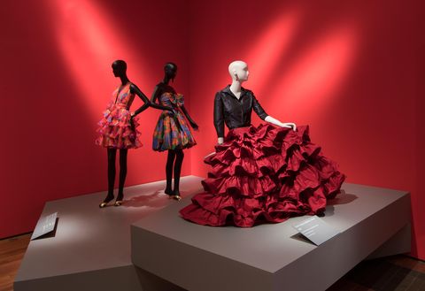 Red, Dress, Fashion, Toy, One-piece garment, Costume design, Ruffle, Fashion design, Gown, Haute couture, 