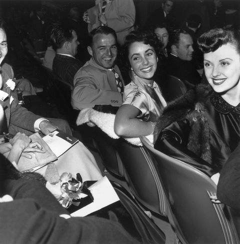<p>At a movie premiere with boyfriend, football star Glenn Davis, in 1945. </p>