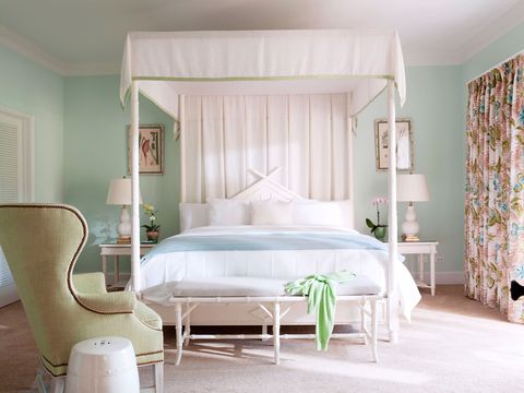 Bed, Interior design, Room, Wood, Floor, Green, Property, Textile, Wall, Bedding, 