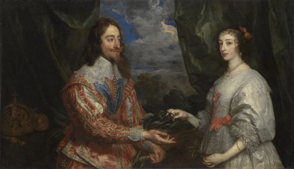 Charles I and Henrietta Maria Holding a Laurel Wreath, by Anthony van Dyck, 1632