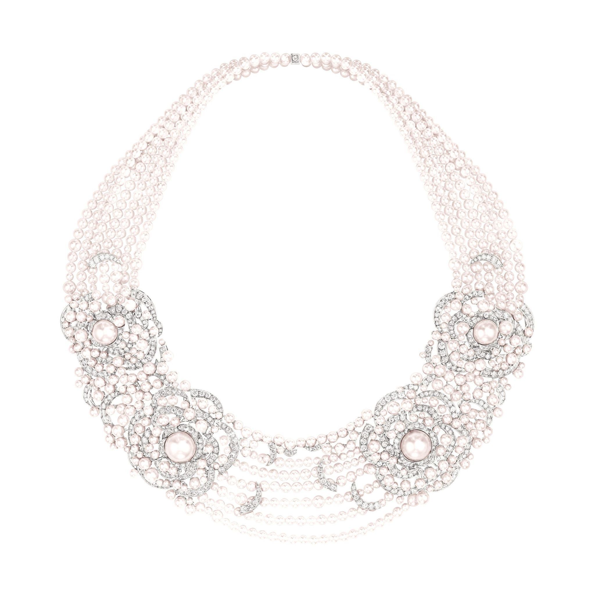 Chanel pearl and cheap diamond necklace