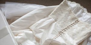 Textile, White, Pattern, Linens, Beige, Ivory, Embellishment, Lace, Pattern, Natural material, 