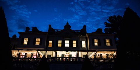 Facade, Dusk, Evening, Mansion, Palace, Estate, Official residence, Manor house, Sash window, Stately home, 