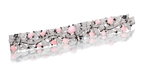 Pink, Natural material, Body jewelry, Silver, Bracelet, Jewelry making, Chemical compound, 